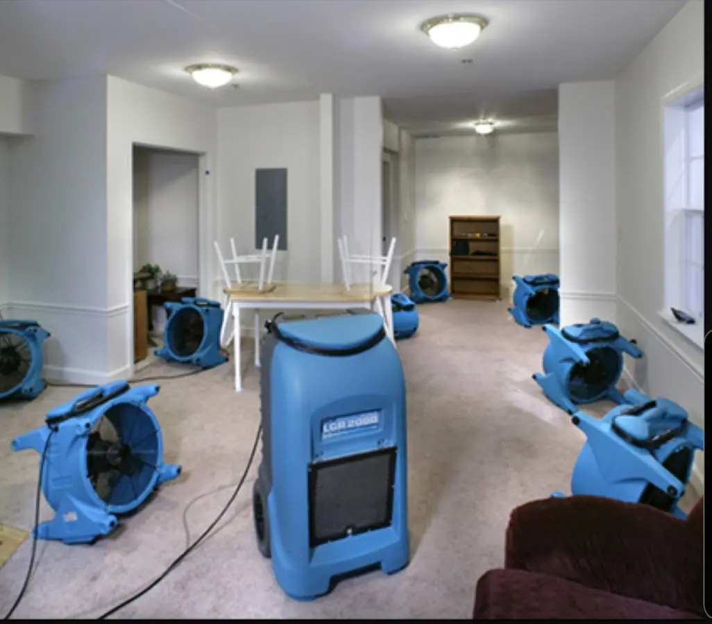 Air movers and dehumidifier setup for Water Extraction & Removal in Estero